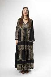 Vestido Longo Kori Clássico Preto/Dourado